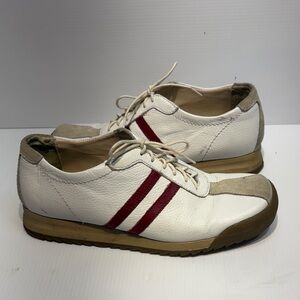 SIMARD Made in Italy Women’s White Leather Sneakers with Red Stripes Lace - 6.5